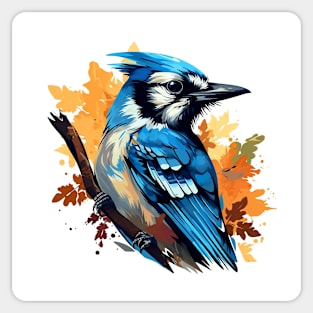 Blue Jay Colourful Autumn Graphic Sticker